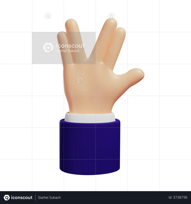 Vulcan salute hand gesture  3D Illustration