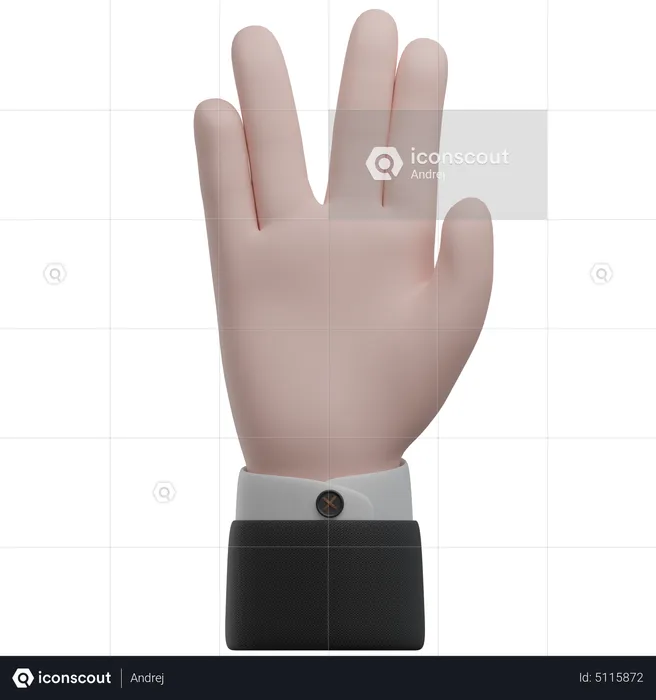 Vulcan Salute Hand Gestures  3D Icon