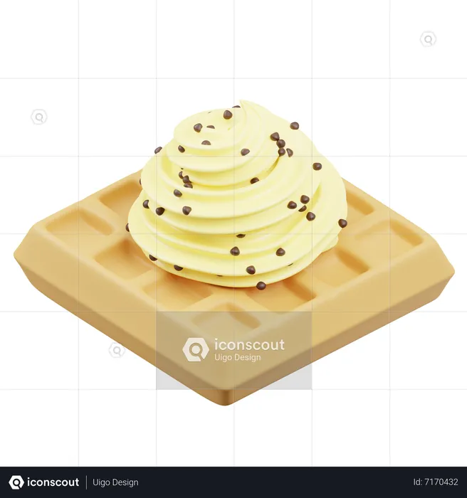 Sorvete de waffle  3D Icon