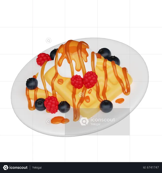 Waffle With Berries  3D Icon