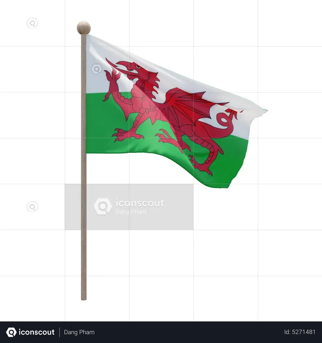 Wales Fahnenmast Flag 3D Icon