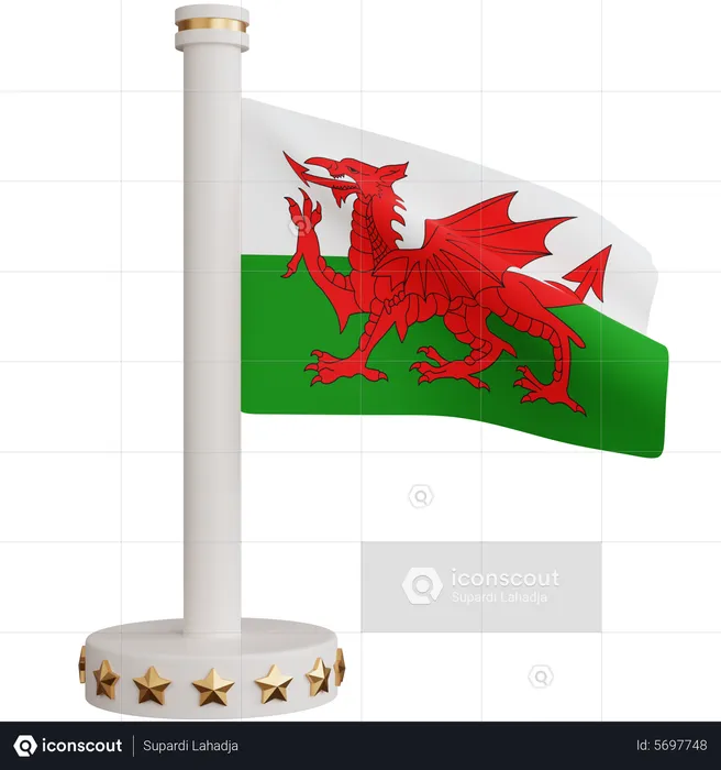 Wales national flag Flag 3D Icon