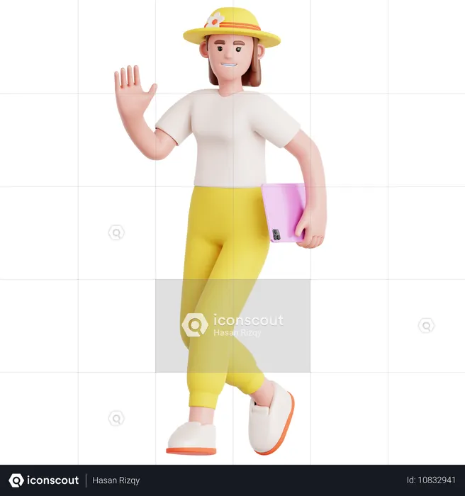 Walking and Holding Ipad  3D Icon