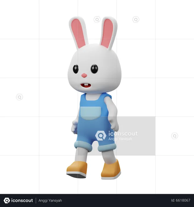 Walking Rabbit  3D Illustration