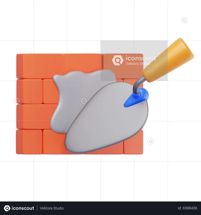 Wall Cement Construction  3D Icon
