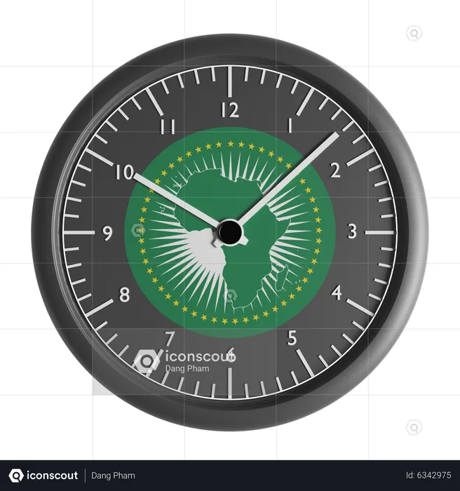 Wall clock with the flag of African Union  3D Icon