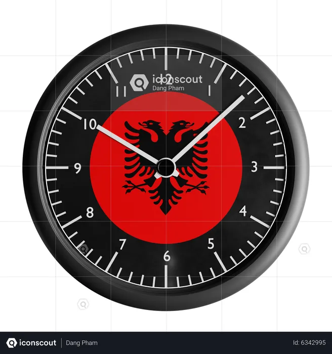 Wall clock with the flag of Albania  3D Icon