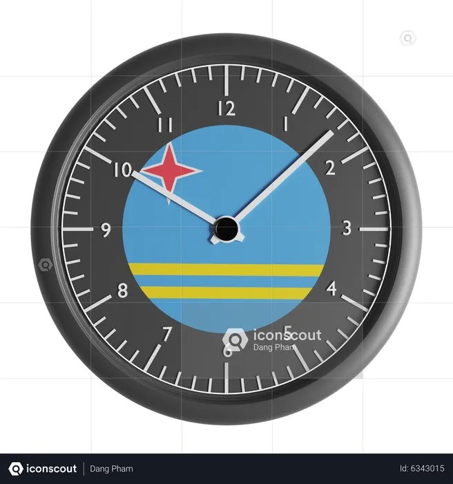 Wall clock with the flag of Aruba  3D Icon