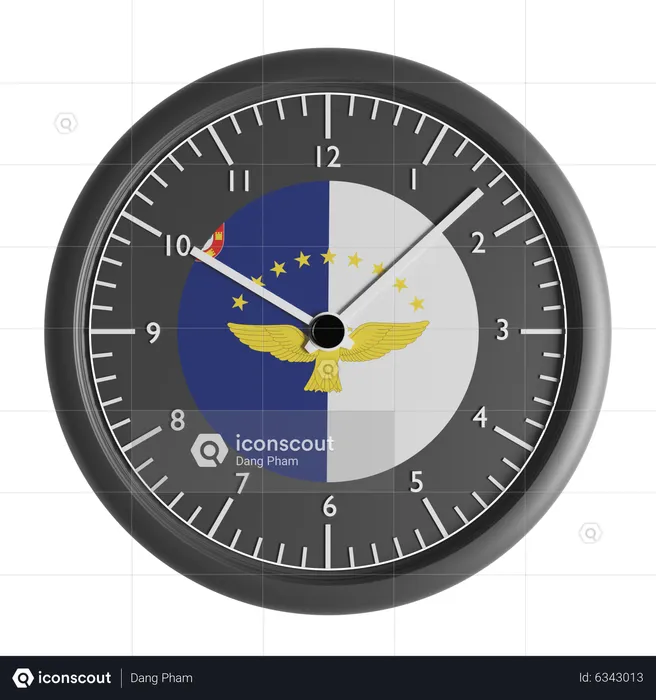 Wall clock with the flag of Azores  3D Icon
