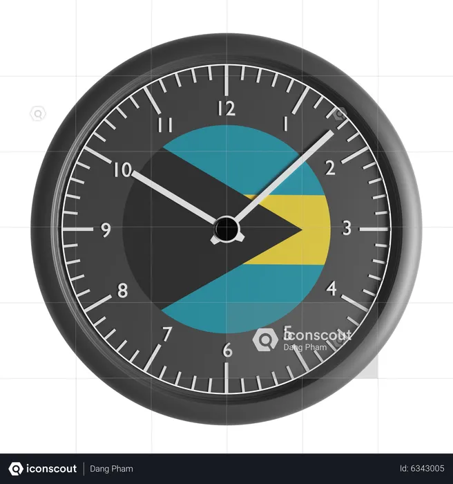 Wall clock with the flag of Bahamas  3D Icon