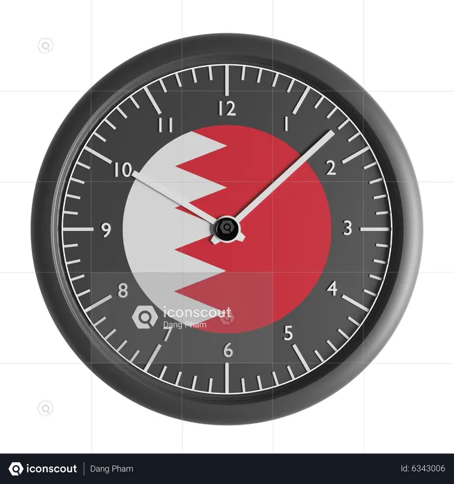 Wall clock with the flag of Bahrain  3D Icon