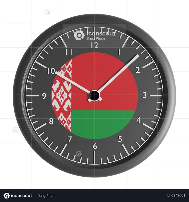 Wall clock with the flag of Belarus  3D Icon