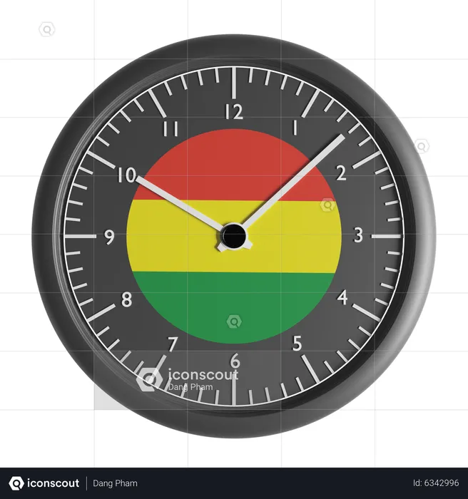 Wall clock with the flag of Bolivia  3D Icon