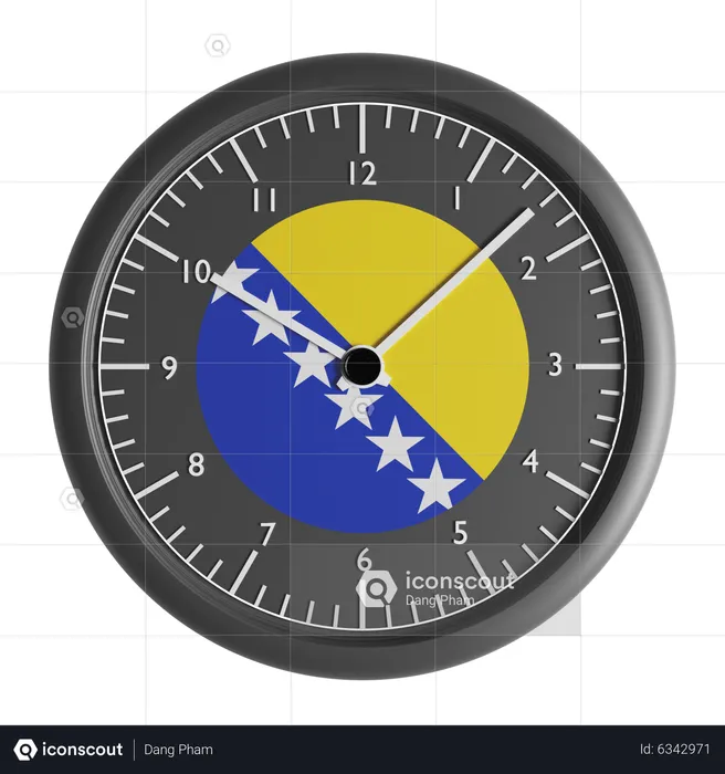 Wall clock with the flag of Bosnia and Herzegovina  3D Icon