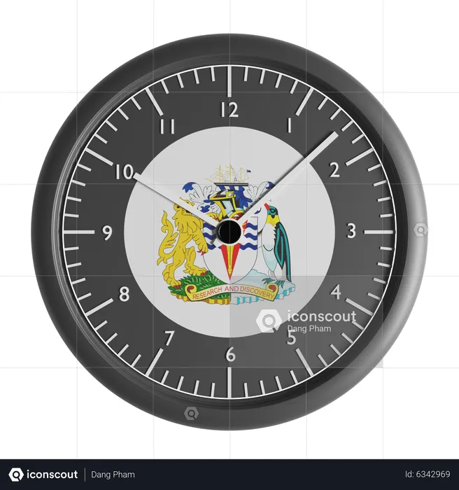 Wall clock with the flag of British Antarctic Territory  3D Icon