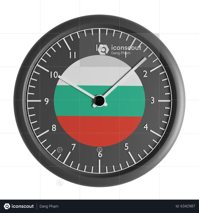 Wall clock with the flag of Bulgaria  3D Icon