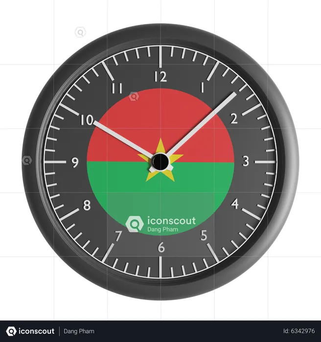 Wall clock with the flag of Burkina Faso  3D Icon