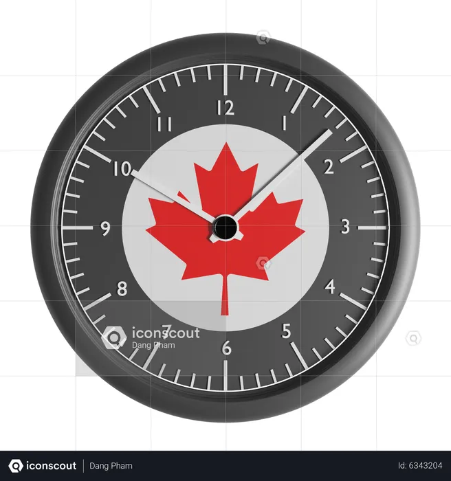 Wall clock with the flag of Canada  3D Icon