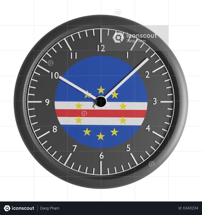 Wall clock with the flag of Cape Verde  3D Icon