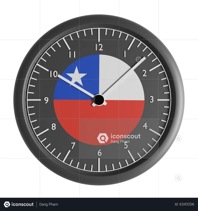 Wall clock with the flag of Chile  3D Icon