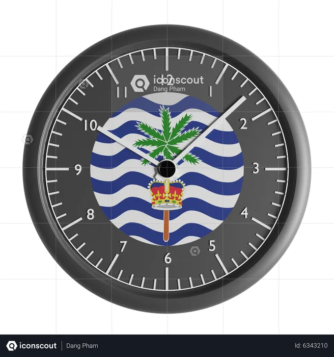 Wall clock with the flag of Commissioner of British Indian Ocean Territory  3D Icon