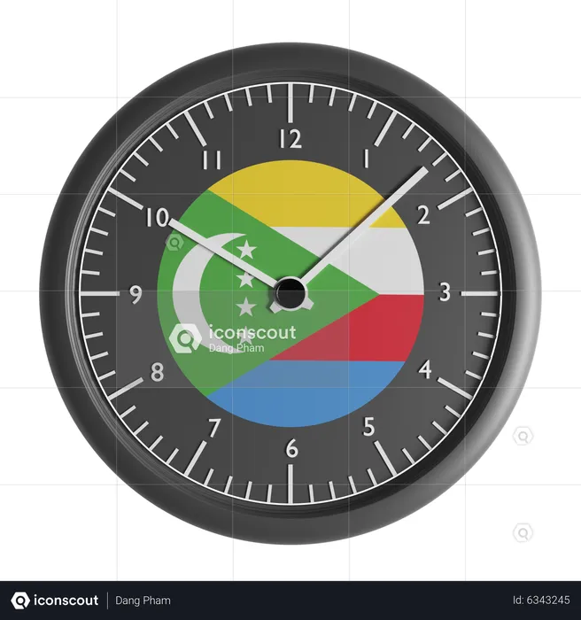 Wall clock with the flag of Comoros  3D Icon