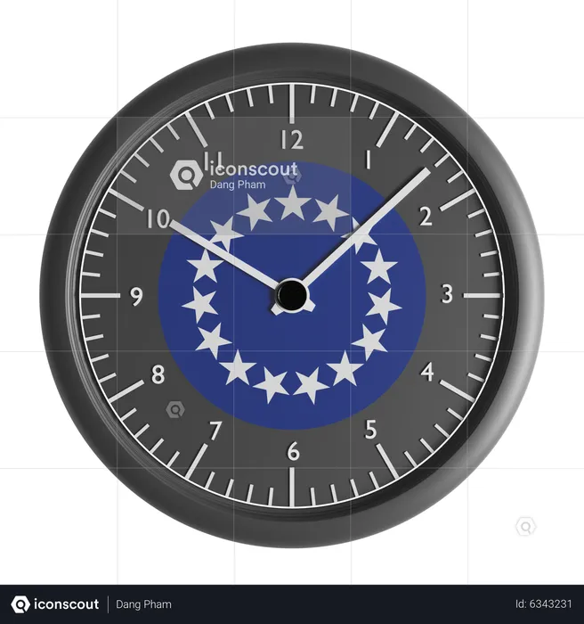 Wall clock with the flag of Cook Islands  3D Icon