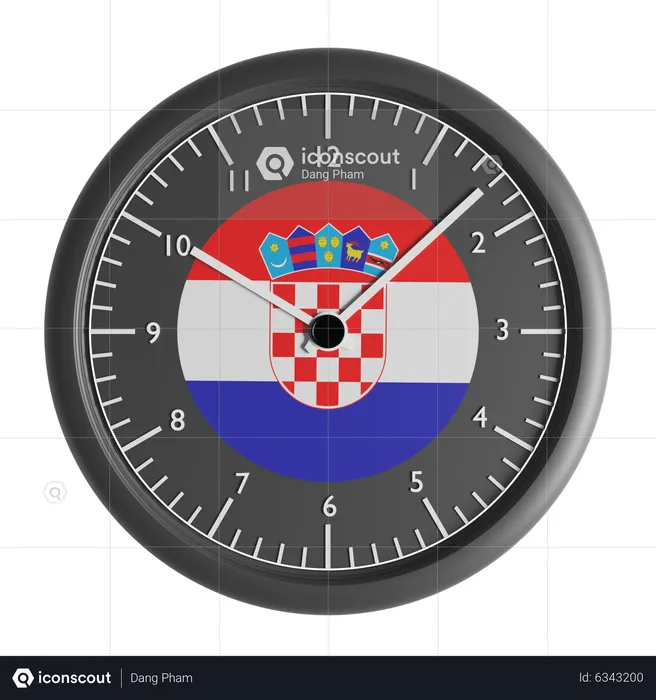 Wall clock with the flag of Croatia  3D Icon