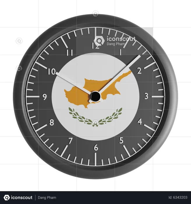 Wall clock with the flag of Cyprus  3D Icon