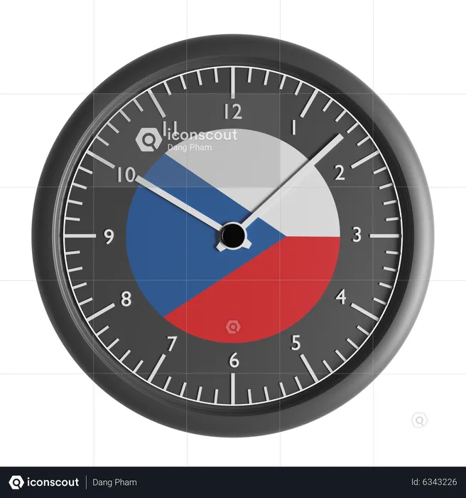 Wall clock with the flag of Czech Republic  3D Icon