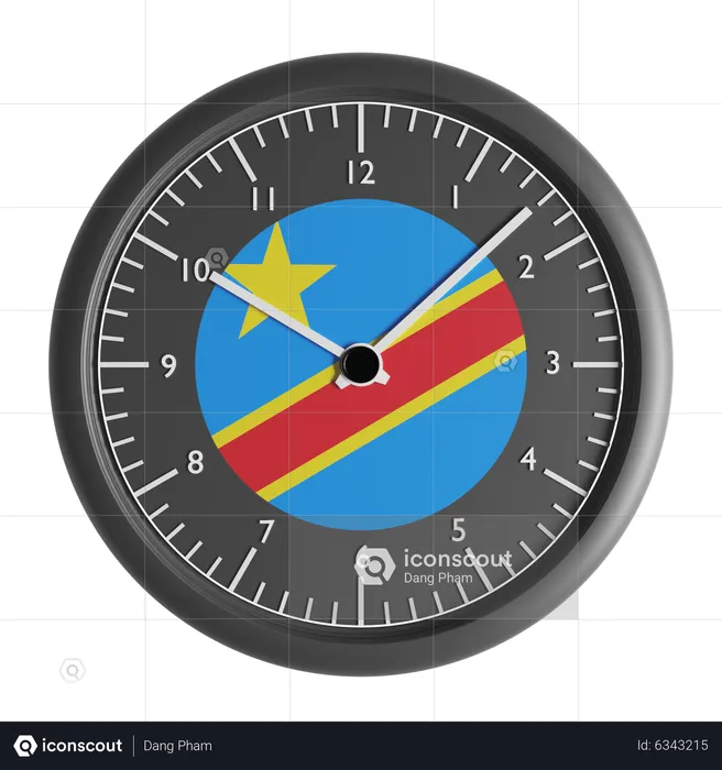 Wall clock with the flag of Democratic Republic of Congo  3D Icon