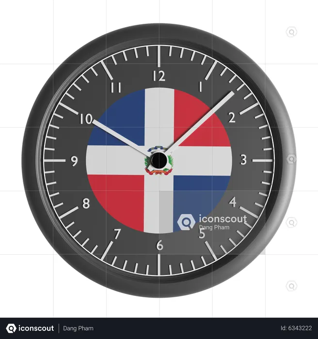 Wall clock with the flag of Dominican Republic  3D Icon