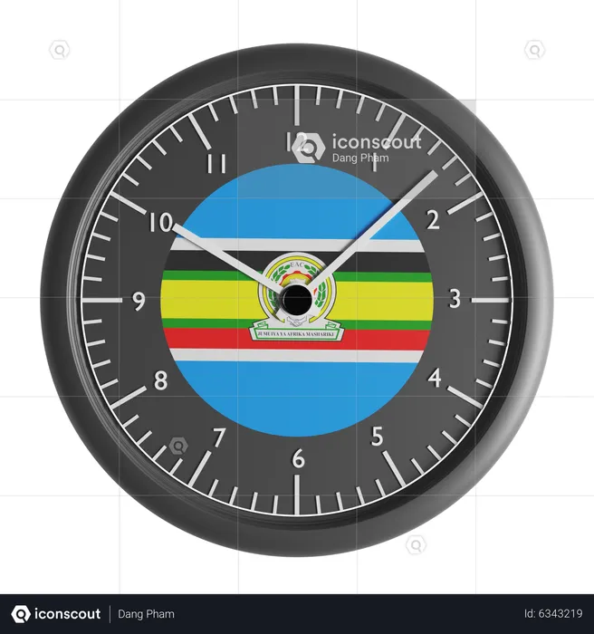 Wall clock with the flag of East African Community  3D Icon