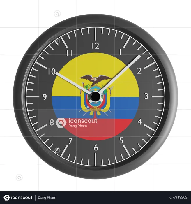 Wall clock with the flag of Ecuador  3D Icon