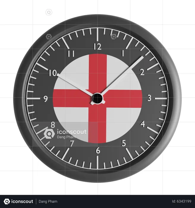 Wall clock with the flag of England  3D Icon