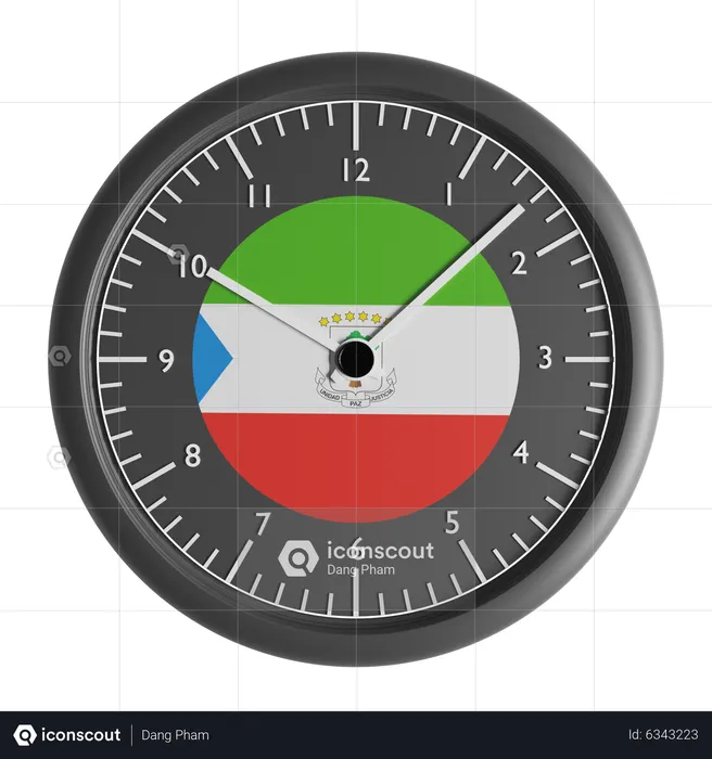 Wall clock with the flag of Equatorial Guinea  3D Icon