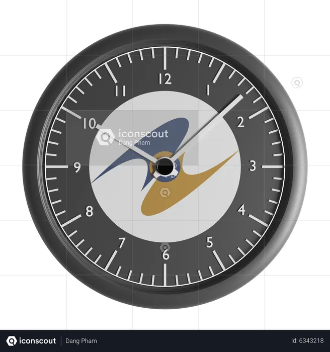 Wall clock with the flag of Eurasian Economic Union  3D Icon