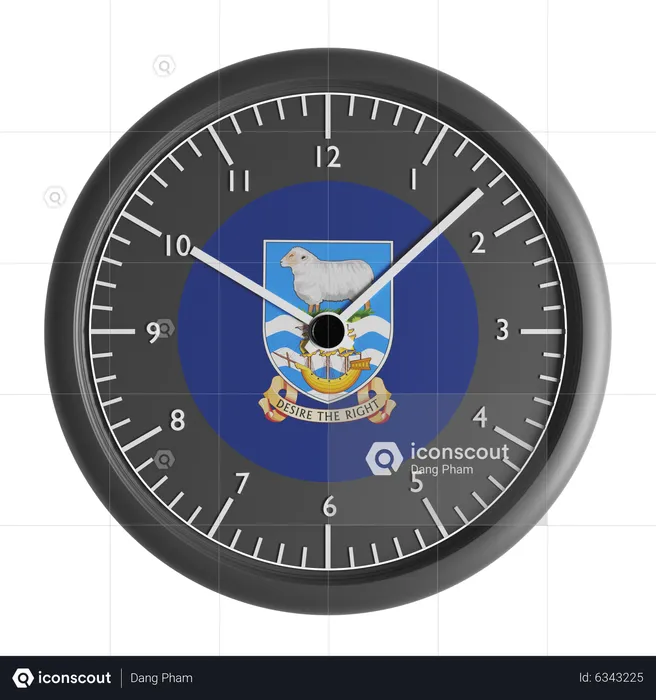 Wall clock with the flag of Falkland Islands  3D Icon