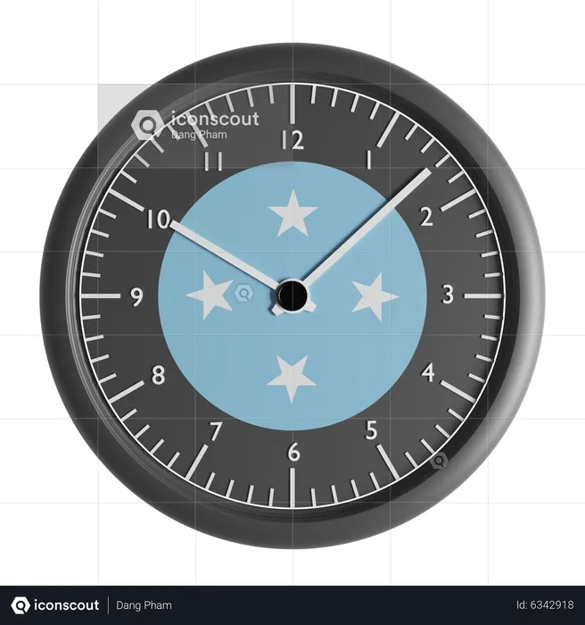 Wall clock with the flag of Federated States of Micronesia  3D Icon