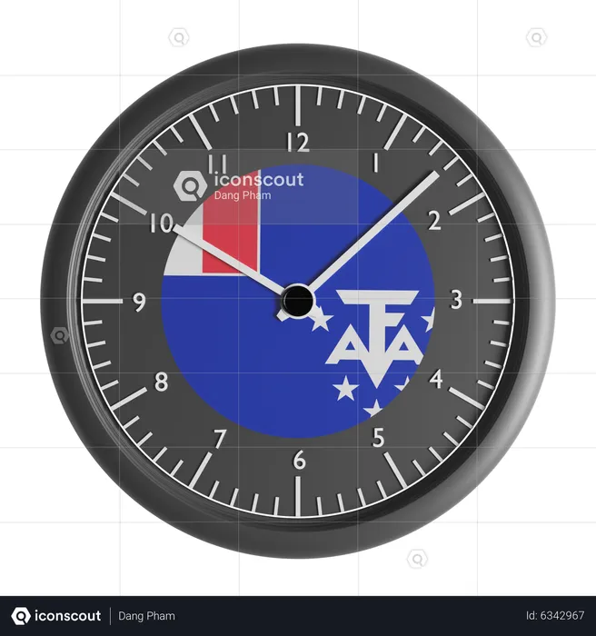 Wall clock with the flag of French Southern and Antarctic Lands  3D Icon