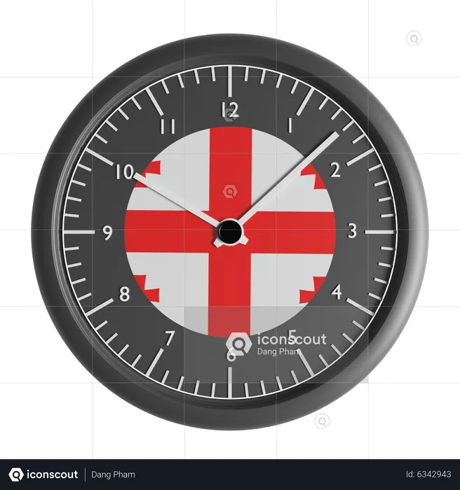 Wall clock with the flag of Georgia  3D Icon