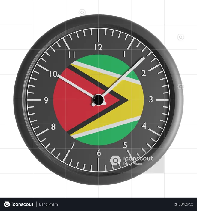 Wall clock with the flag of Guyana  3D Icon
