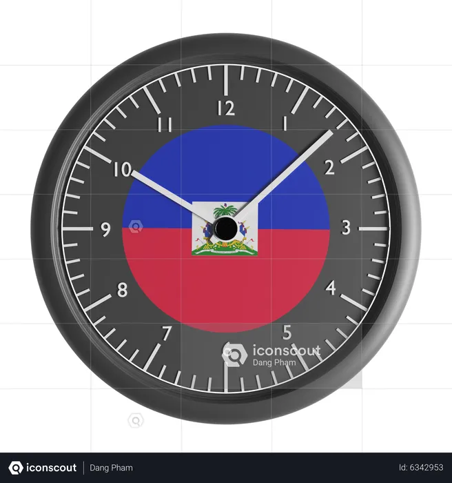 Wall clock with the flag of Haiti  3D Icon