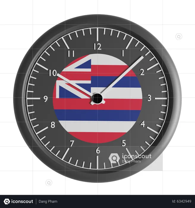 Wall clock with the flag of Hawaii  3D Icon