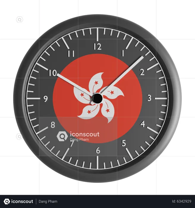 Wall clock with the flag of Hong Kong  3D Icon