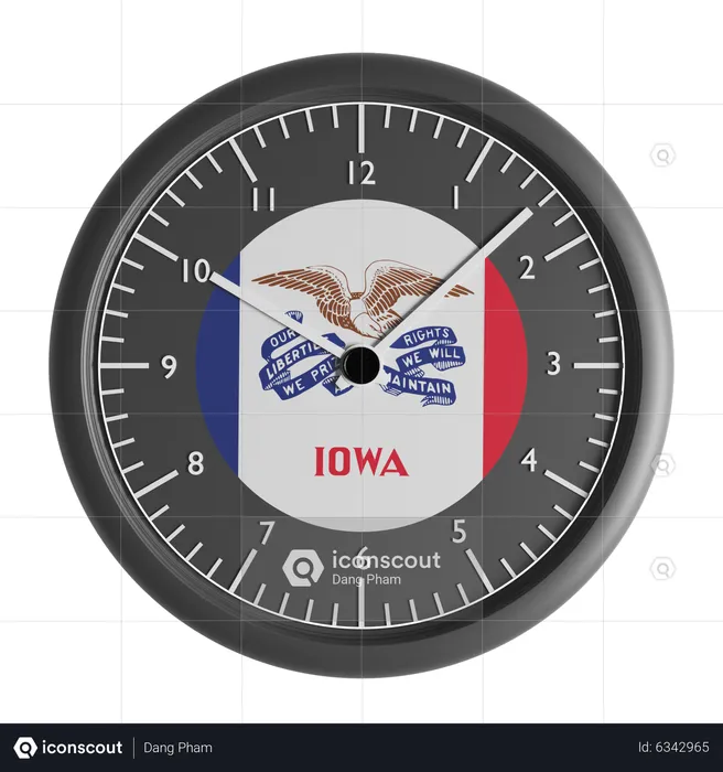 Wall clock with the flag of Iowa  3D Icon