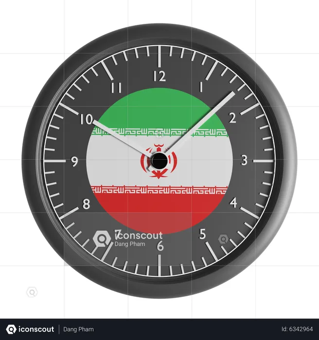 Wall clock with the flag of Iran  3D Icon