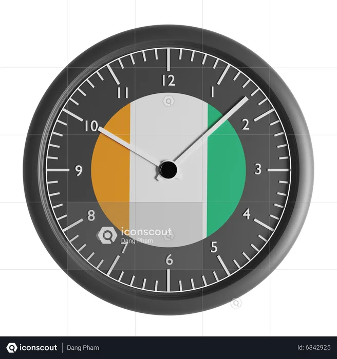 Wall clock with the flag of Ivory Coast  3D Icon