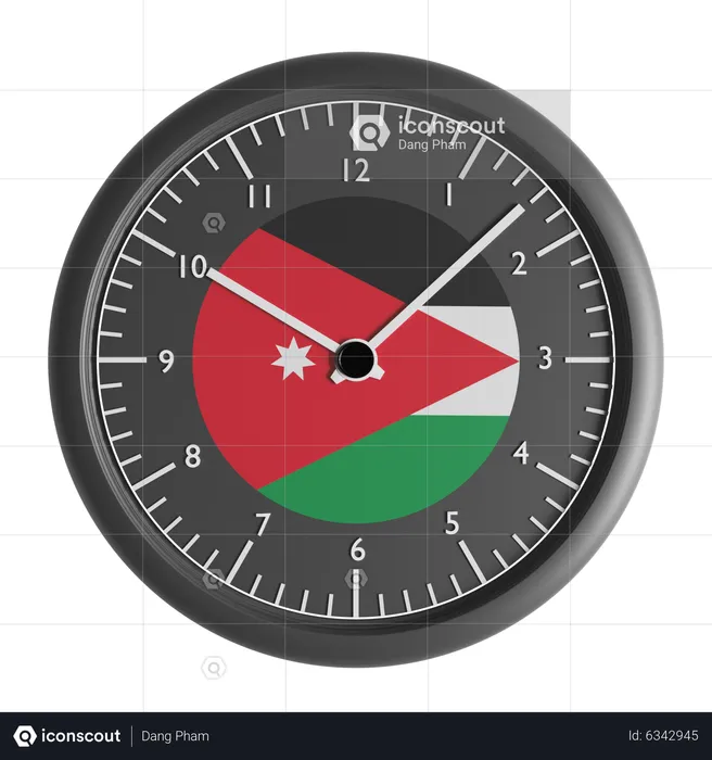 Wall clock with the flag of Jordan  3D Icon