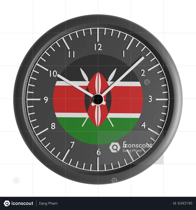 Wall clock with the flag of Kenya  3D Icon